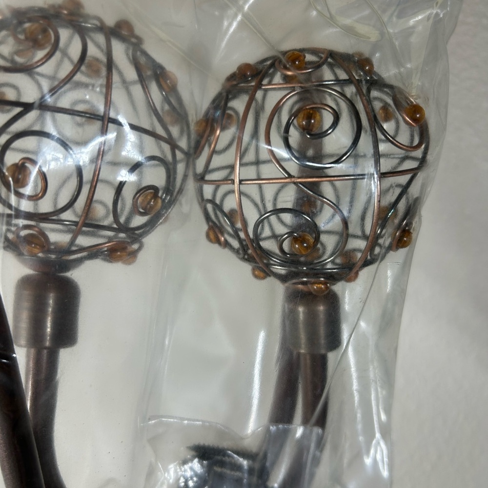 Peri Home Homeworks Collection Bronze Amber Beads Metal Curtain holdbacks (2) - Picture 8 of 9